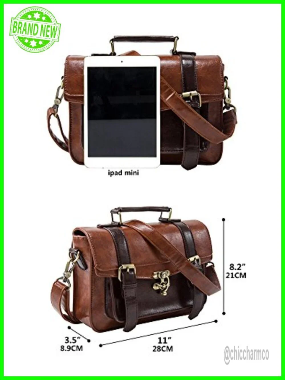 PU Leather Satchel Purse Small Crossbody Messenger Bag Work
